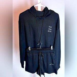 Cabo couture black hoodie & shorts comfy outfit set